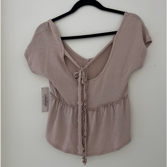 🤎brown short sleeve blouse with buttons down the front. size S. - Picture 2 of 2